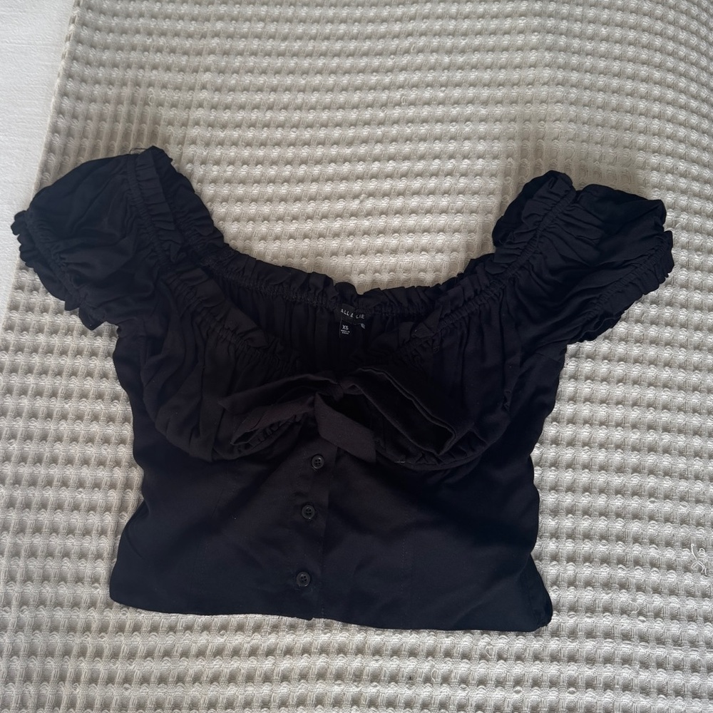 Kendall & Kylie Black Ruffled Blouse